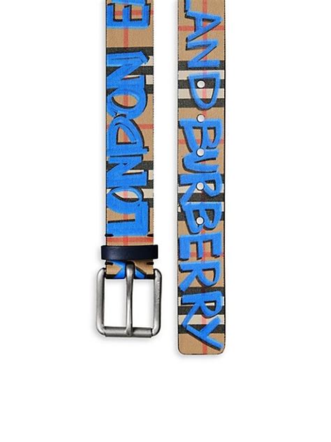 Shop Burberry Graffiti Vintage Check Belt 